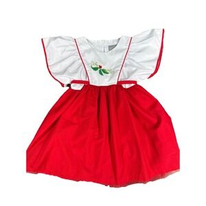 Eleanor Rose Christmas Pinafore‎ 4-5 Red